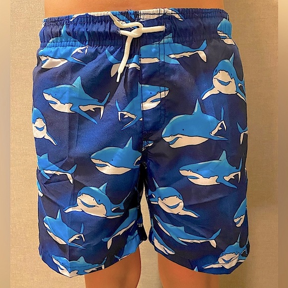 NEW Boys SWIM Shark trunks size L Blue Surf & Swim Shorts - Picture 5 of 11
